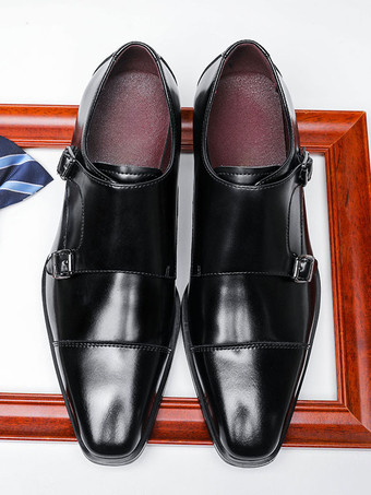 メンズローファー レースアップ プレーントゥ ダブルモンクストラップ レザー 滑り止め ブロックヒール ロートップ プロムシューズ