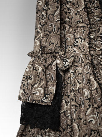 黒のレトロコスチューム リボン レース ポリエステル マリー・アントワネット コスチュームドレス ルネッサンス 衣装