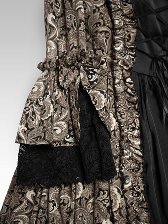 黒のレトロコスチューム リボン レース ポリエステル マリー・アントワネット コスチュームドレス ルネッサンス 衣装