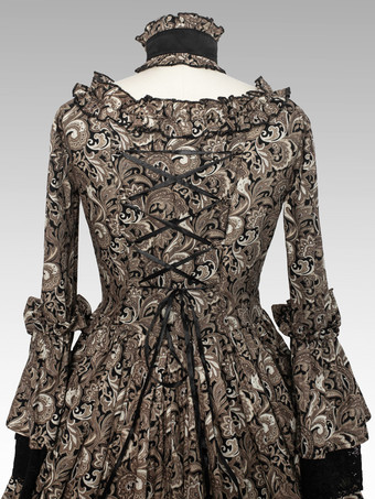 黒のレトロコスチューム リボン レース ポリエステル マリー・アントワネット コスチュームドレス ルネッサンス 衣装