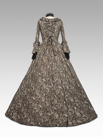 黒のレトロコスチューム リボン レース ポリエステル マリー・アントワネット コスチュームドレス ルネッサンス 衣装