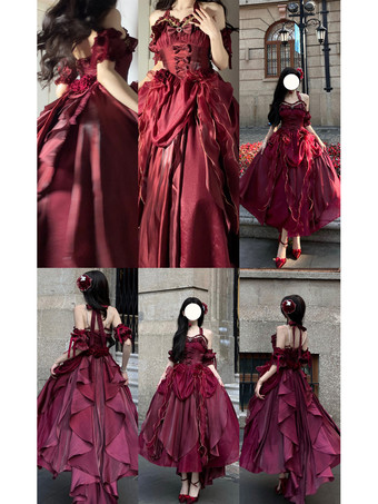 スウィートヒメ ウェディングロリータドレス ノースリーブ フリル ピンク ロリータドレス デイリーカジュアル ウェディングドレス