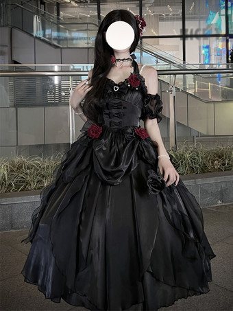 ブラック スウィートヒメ ウェディングロリータドレス ノースリーブ フリル ピンク ロリータドレス デイリーカジュアル ウェディングドレス