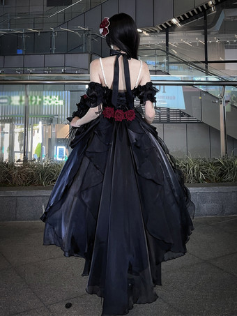 スウィートヒメ ウェディングロリータドレス ノースリーブ フリル ピンク ロリータドレス デイリーカジュアル ウェディングドレス