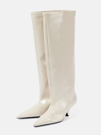 ブラックニーハイブーツ キトンヒール ポインテッドトゥ レディースブーツ