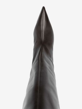 ブラックニーハイブーツ キトンヒール ポインテッドトゥ レディースブーツ