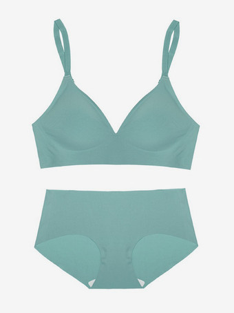 ミントグリーンカジュアルランジェリー ヌード 2ピース 大人用ブラ＆パンティセット