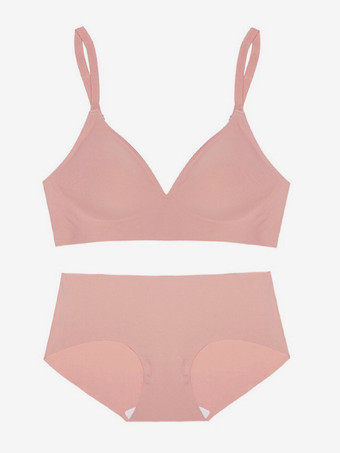 ピンクカジュアルランジェリー ヌード 2ピース 大人用ブラ＆パンティセット