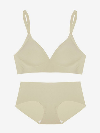 アイボリー カジュアルランジェリー ヌード 2ピース 大人用ブラ＆パンティセット