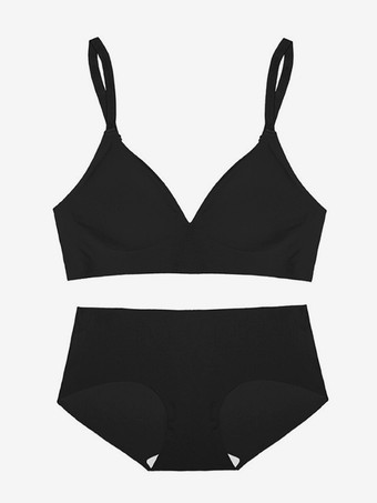 ブラック カジュアルランジェリー ヌード 2ピース 大人用ブラ＆パンティセット