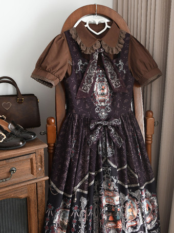 レースフリルロリータブラウス 半袖ロリータトップブラウス エクリュホワイトロリータシャツ