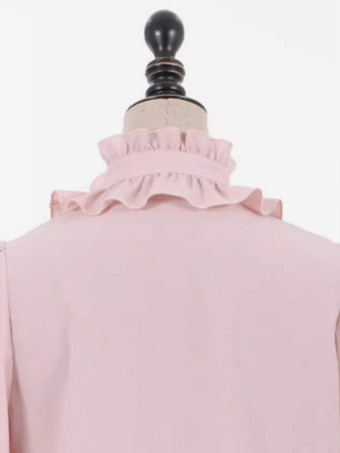 スイートロリータブラウス エクリュホワイトロリータトップス 長袖フリルロリータシャツ