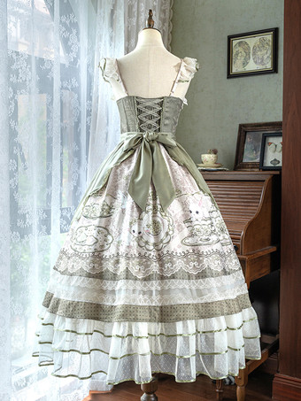 スイートロリータドレス ノースリーブ ジャンパースカート パール クラシック おとぎ話 パーティーコスチューム サテン生地 かわいい ファッション