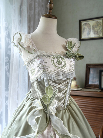 スイートロリータドレス ノースリーブ ジャンパースカート パール クラシック おとぎ話 パーティーコスチューム サテン生地 かわいい ファッション