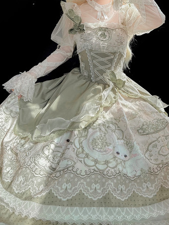 スイートロリータドレス ノースリーブ ジャンパースカート パール クラシック おとぎ話 パーティーコスチューム サテン生地 かわいい ファッション