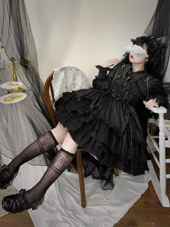 kawaii dress black Gothic Lolita Dress Black Sleeveless JSK with Bows and Ruffles Kawaii  Fashion