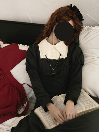 ハロウィン ゴシックロリータドレス ブラック カラーブロック フリル かわいいファッション