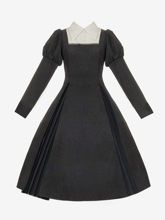 ハロウィン ゴシックロリータドレス ブラック カラーブロック フリル かわいいファッション