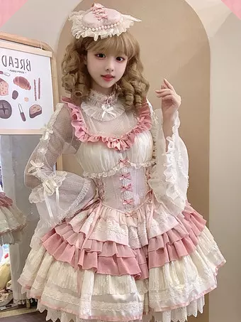 姫系 スイートロリータワンピース グリーン ノースリーブ リボン