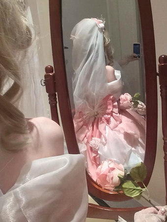 姫スイートロリータワンピース ピンク ノースリーブ フリル ジャンパー ポリエステル ピクニック かわいい ファッション