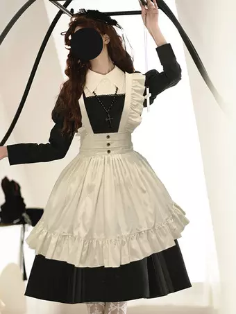 Gothic Lolita Dress Black Color Block Ruffled Kawaii Fashion - Milanoo.com