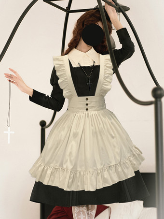 ハロウィン ゴシックロリータドレス ブラック カラーブロック フリル かわいいファッション