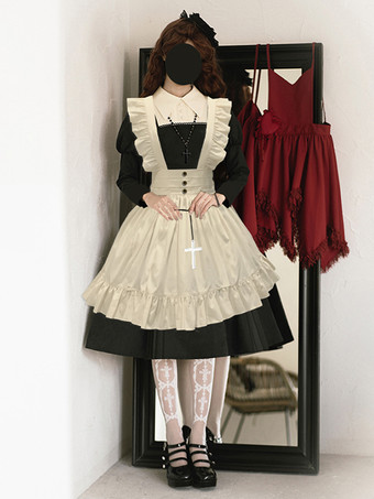 ハロウィン ゴシックロリータドレス ブラック カラーブロック フリル かわいいファッション