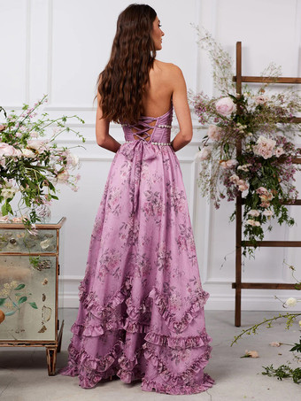 ホルターネックライン、花柄マキシ丈パーティードレス（ビーズディテール付き）2025