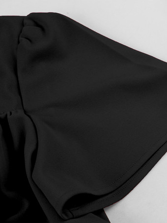 2025年夏にぴったりのヴィンテージ スクエアネック ミディドレス（ブラック）