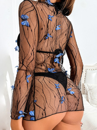 レースランジェリー セクシー ブラック 3ピース 大人用 ブラ＆パンティセット