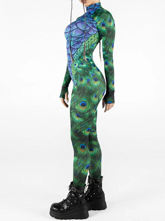 パターニング全身タイツ ハロウィン 女性用セクシーボディスーツ 蝶柄 ハロウィン 大人用 ハイウエスト スポーツ ジャンプスーツ コスプレ衣装