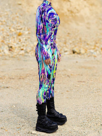 パターニング全身タイツ ハロウィン 女性用セクシーボディスーツ 蝶柄 ハロウィン 大人用 ハイウエスト スポーツ ジャンプスーツ コスプレ衣装