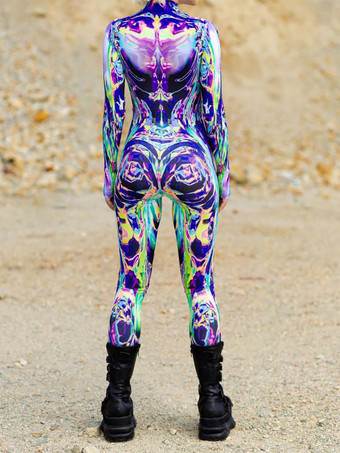 パターニング全身タイツ ハロウィン 女性用セクシーボディスーツ 蝶柄 ハロウィン 大人用 ハイウエスト スポーツ ジャンプスーツ コスプレ衣装