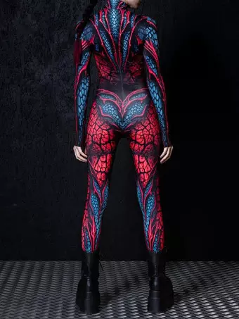 Patterned Zentai Suits Woman Sexy Bodysuit Suit Color Element Adults  High-waisted Sports Jumpsuit Cosplay Costumes