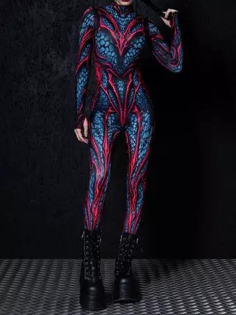 Patterned Zentai Suits Woman Sexy Bodysuit Suit Color Element Adults  High-waisted Sports Jumpsuit Cosplay Costumes - Milanoo.com
