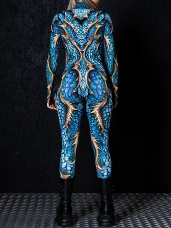 パターニング全身タイツ ハロウィン 女性用セクシーボディスーツ カラーエレメント ハロウィン 大人用 ハイウエスト スポーツ ジャンプスーツ コスプレ衣装