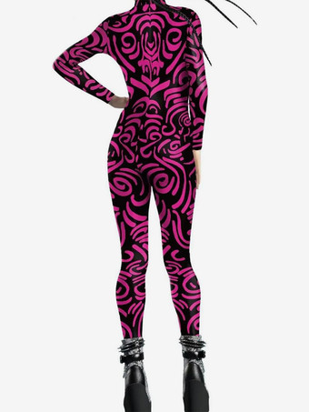 パターニング全身タイツ ハロウィン 女性用ジャンプスーツ、ボディスーツ、パンク、ヒョンカラー、全身タイツ、キャットスーツ