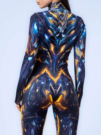 パターニング全身タイツ ハロウィン 女性用ジャンプスーツ、ボディスーツ、パンク、ヒョンカラー、全身タイツ、キャットスーツ