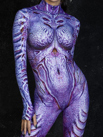 パターニング全身タイツ ハロウィン 女性用ジャンプスーツ、ボディスーツ、パンク、ヒョンカラー、全身タイツ、キャットスーツ