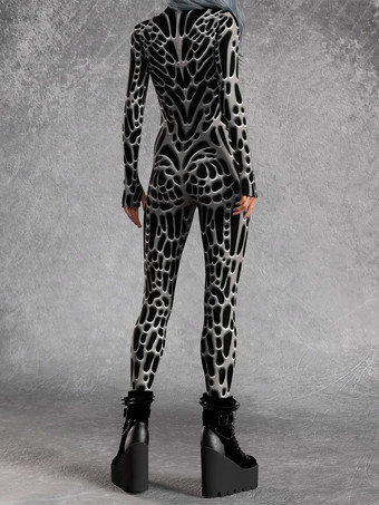 パターニング全身タイツ ハロウィン 女性用ジャンプスーツ、ボディスーツ、パンク、ヒョンカラー、全身タイツ、キャットスーツ