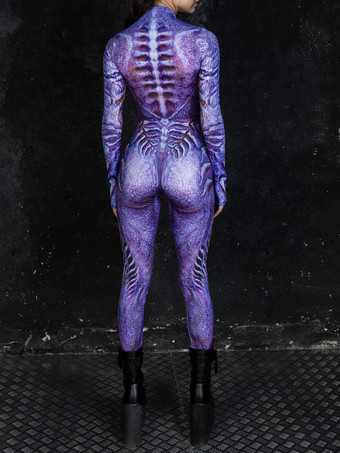 パターニング全身タイツ ハロウィン 女性用ジャンプスーツ、ボディスーツ、パンク、ヒョンカラー、全身タイツ、キャットスーツ