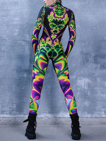 パターニング全身タイツ ハロウィン 女性用セクシーボディスーツ 蝶柄 ハロウィン 大人用 ハイウエスト スポーツ ジャンプスーツ コスプレ衣装