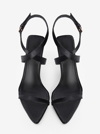 ブラックウェッジヒール レディース オープントゥ クリスクロスサンダル シューズ