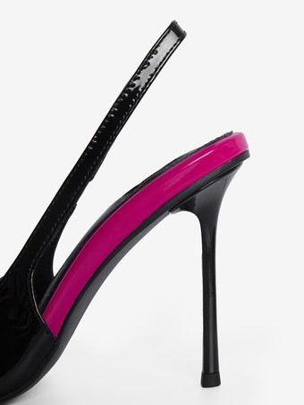 レディース ハイヒール ポインテッドトゥ カラーブロック スティレットヒール パンプス