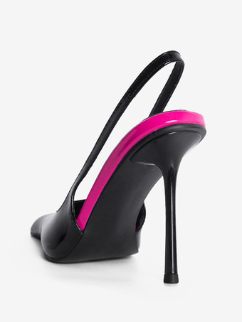 レディース ハイヒール ポインテッドトゥ カラーブロック スティレットヒール パンプス