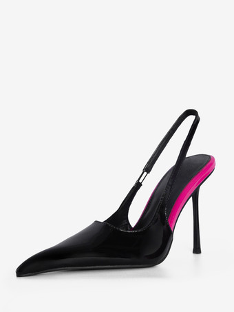 レディース ハイヒール ポインテッドトゥ カラーブロック スティレットヒール パンプス