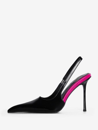 レディース ハイヒール ポインテッドトゥ カラーブロック スティレットヒール パンプス