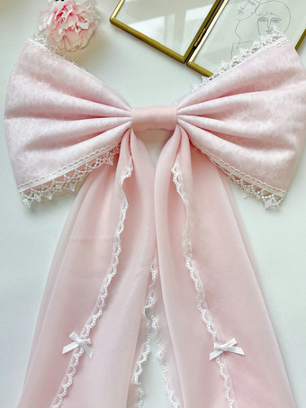 ロココ調ロリータ 取り外し可能なアクセサリー ピンクのフリル リボン トレーンテール