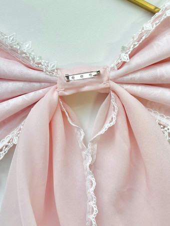 ロココ調ロリータ 取り外し可能なアクセサリー ピンクのフリル リボン トレーンテール