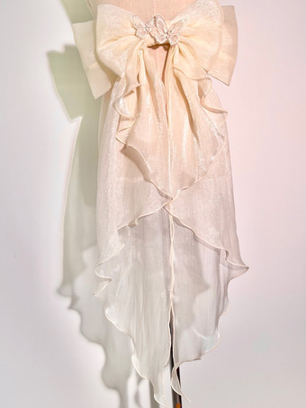 アプリコット取り外し可能なトレインテールスイートロリータアクセサリーピンクのリボンバタフライアクセサリー